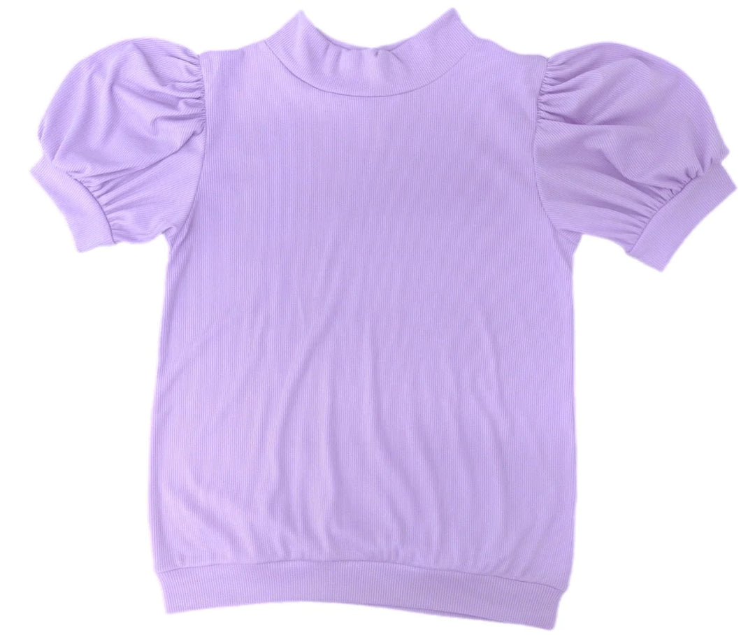 Be Elizabeth Puff Sleeve Ribbed Top in Light Purple